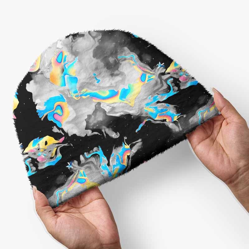 Soulisfree Cyber Iridescent Fluid  Fuzzy Beanie
