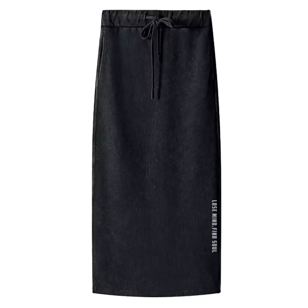 Designed Lose Mind， Find Soul Washed A-Line Maxi Skirt