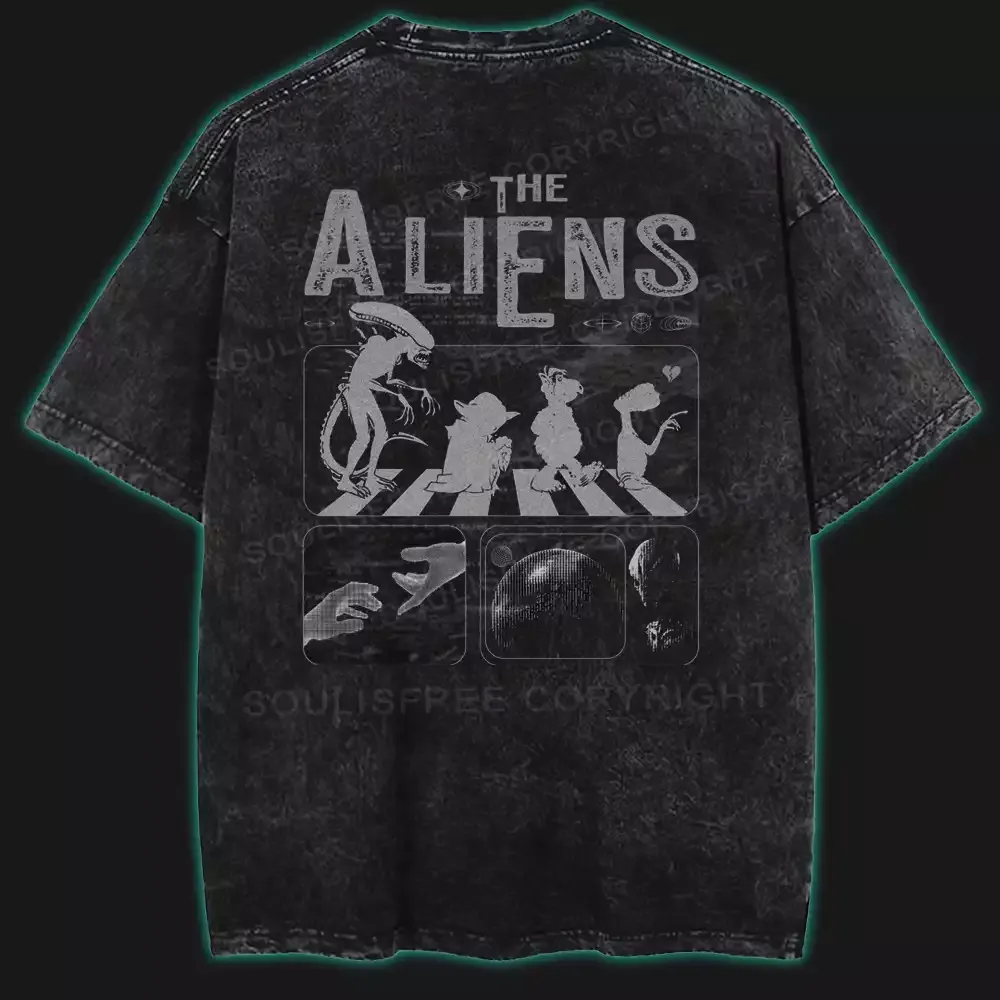 Designed The Aliens Washed T-shirt