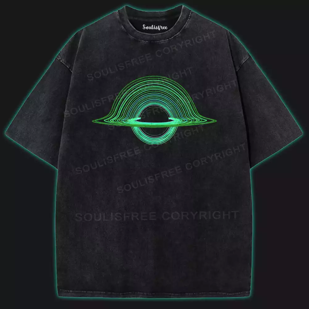 Green Black Hole Washed Space T-shirt