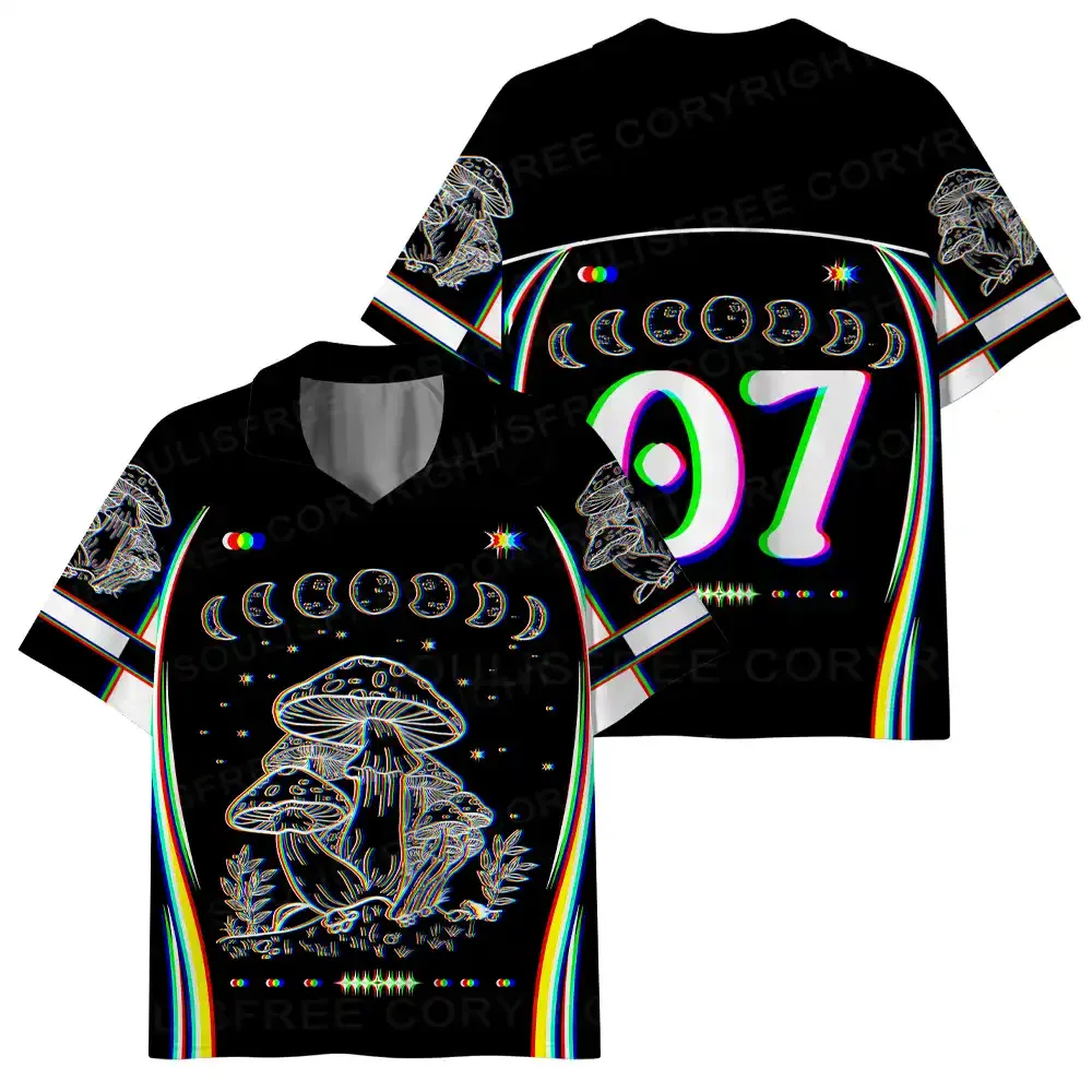 Mushroom and Moon Polo Collar Unisex Jersey