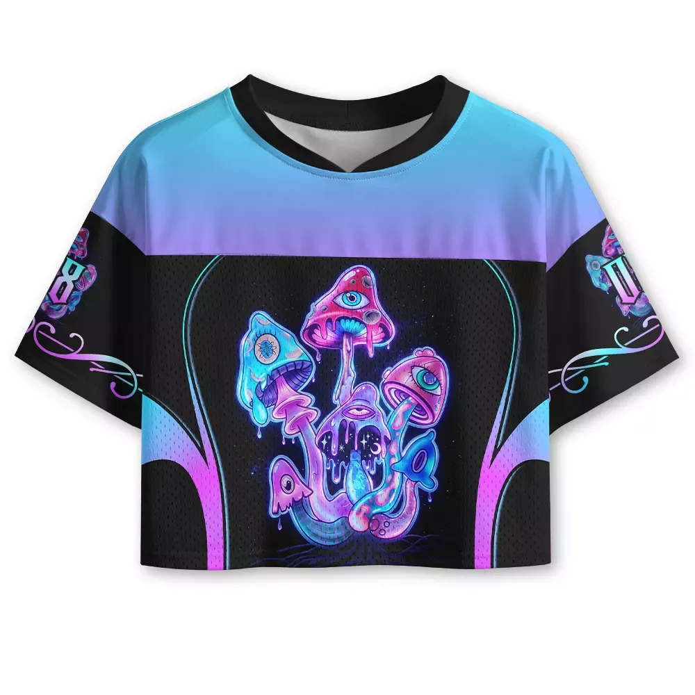 Designed Soulisfree Psychedelic Trip Cropped Mesh Jersey
