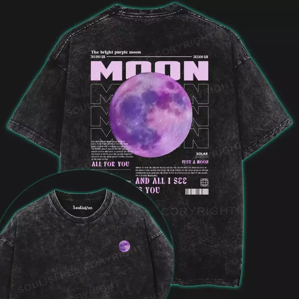 The Bright Purple Moon Washed Space T-shirt