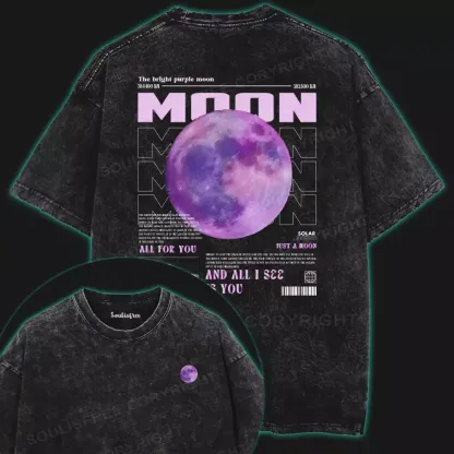 The Bright Purple Moon Washed Space T-shirt