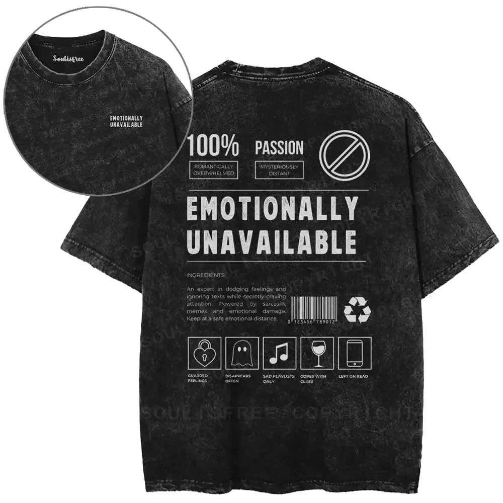 EMOTIONALLY UNAVAILABLE Washed T-shirt