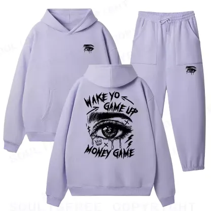 WAKE YO GAME UP Washed Fleece Hoodie Set