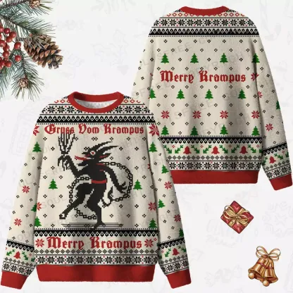Merry Krampus Ugly Christmas Knit Sweatshirt
