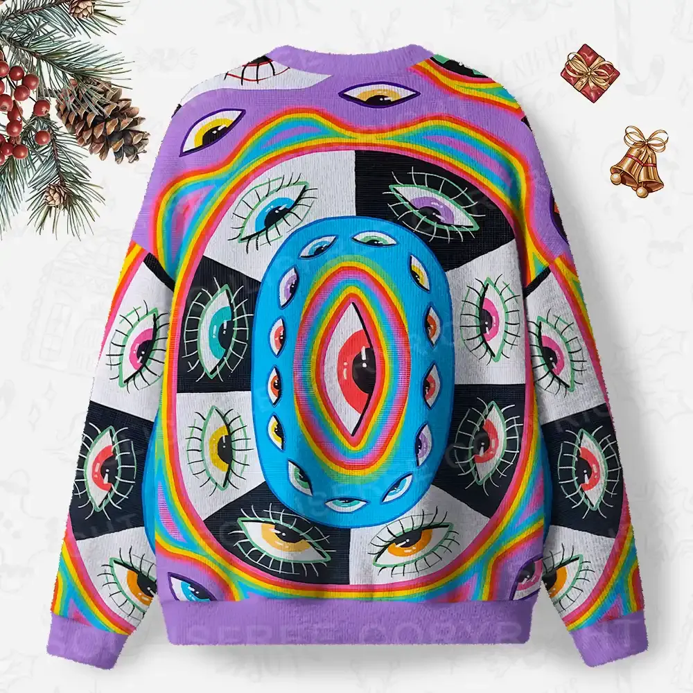 Cosmic Vision Kaleidoscope Ugly Christmas Knit Sweatshirt
