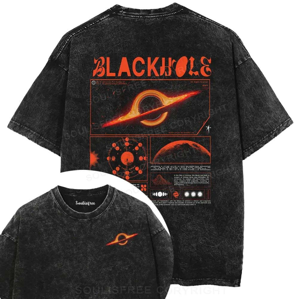 Designed The Mystery Of Black Holes washed t-shirts