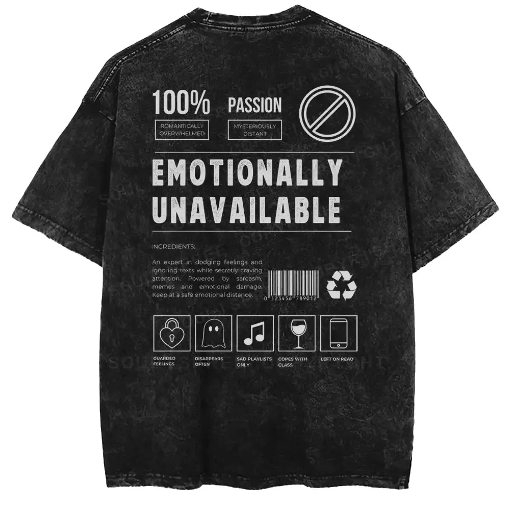 EMOTIONALLY UNAVAILABLE Washed T-shirt