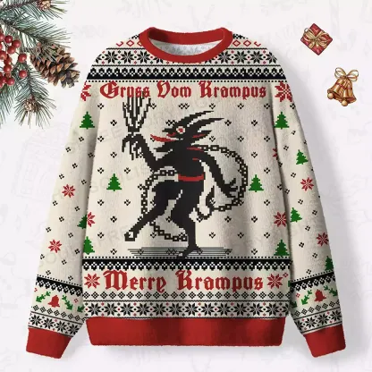 Merry Krampus Ugly Christmas Knit Sweatshirt