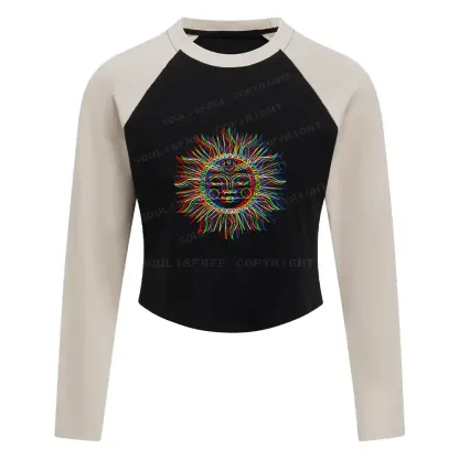 Vibes of the Sun Block Raglan Long Sleeve Crop Top