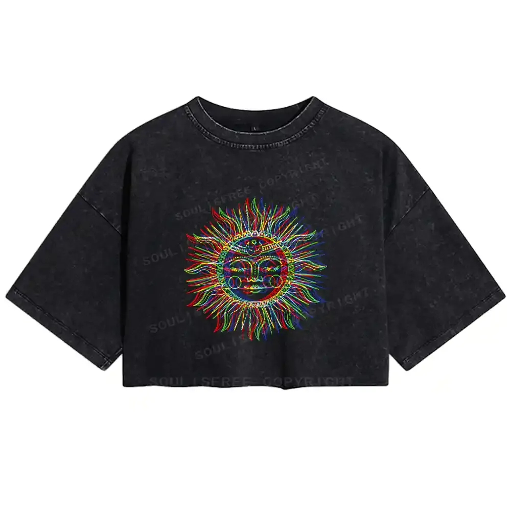 Designed Vibes of the Sun Washed Crop T-shirt | Soulisfree