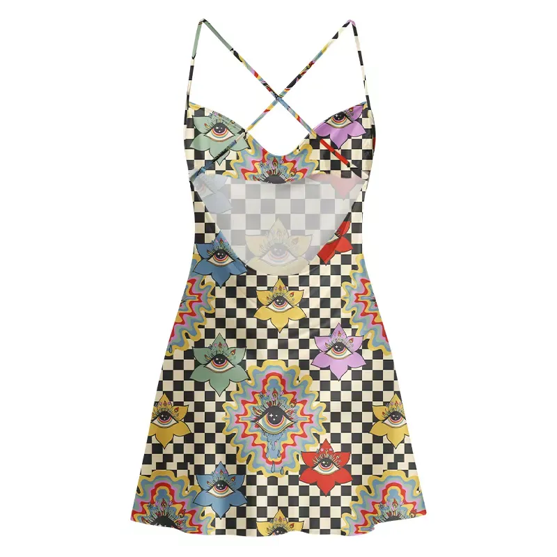 Soulisfree Third Eye Bloom Satin Mini Dress