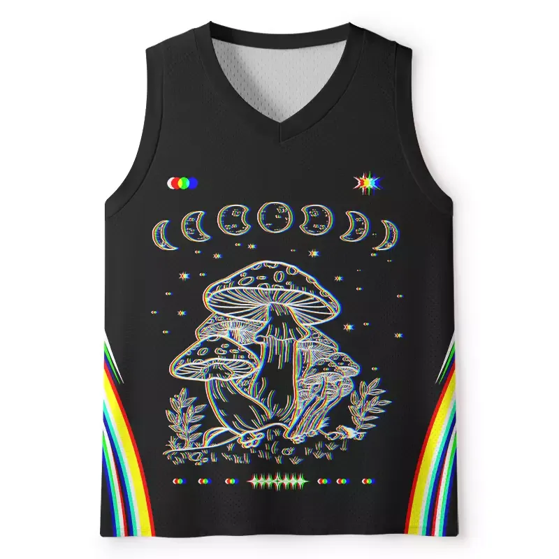 Designed Soulisfree Mushroom and Moon Mesh Tank