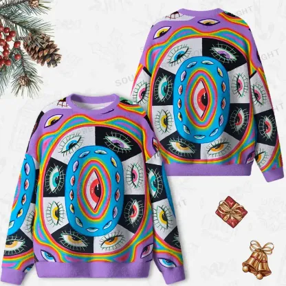 Cosmic Vision Kaleidoscope Ugly Christmas Knit Sweatshirt