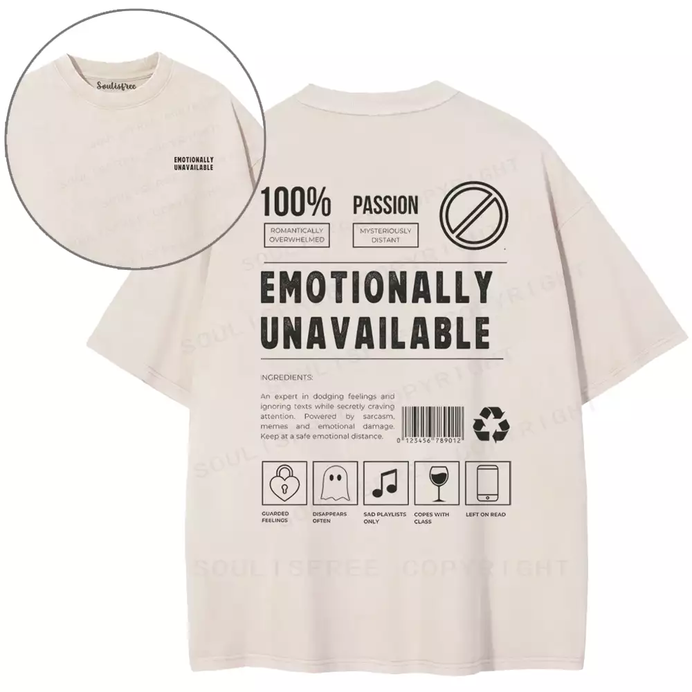 EMOTIONALLY UNAVAILABLE Washed T-shirt