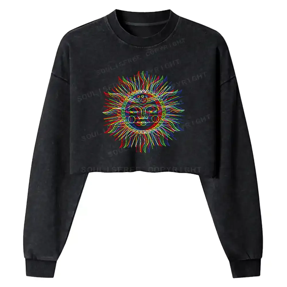Designed Vibes of the Sun Washed Cropped Sweatshirt | Soulisfree