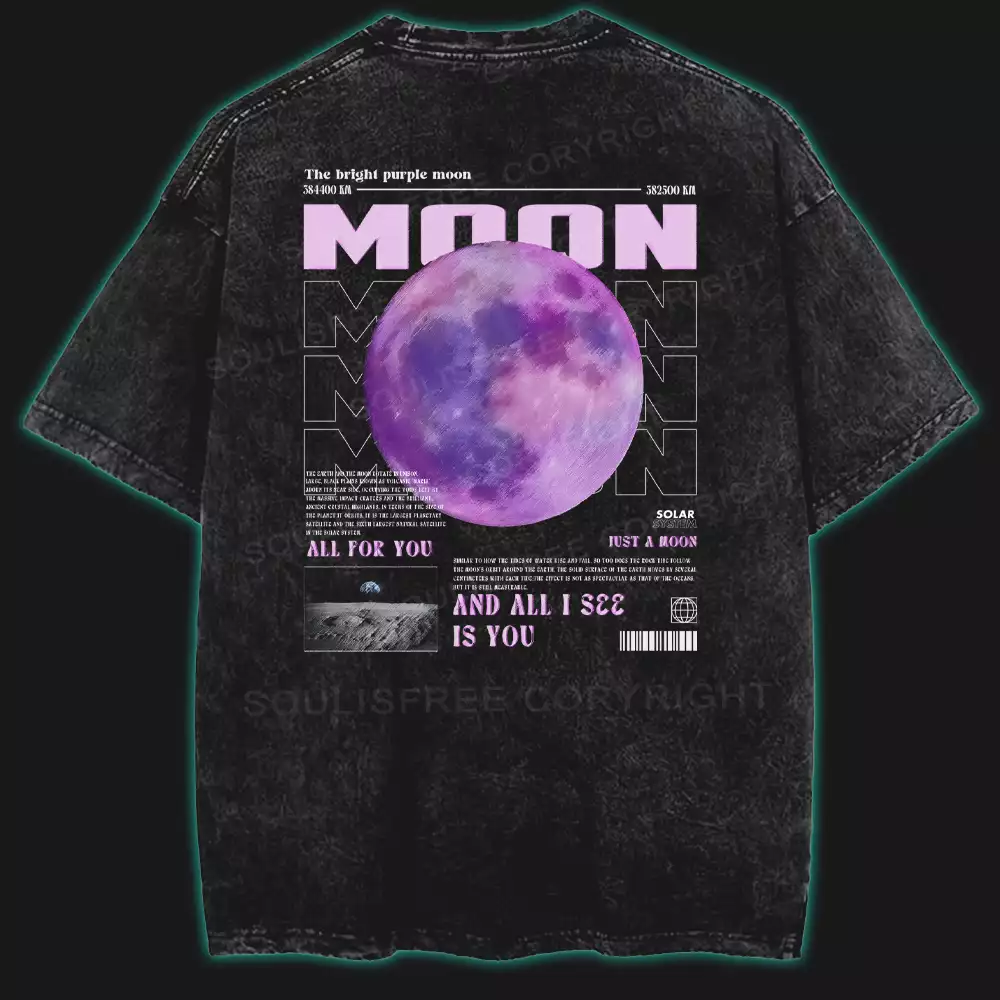 The Bright Purple Moon Washed Space T-shirt