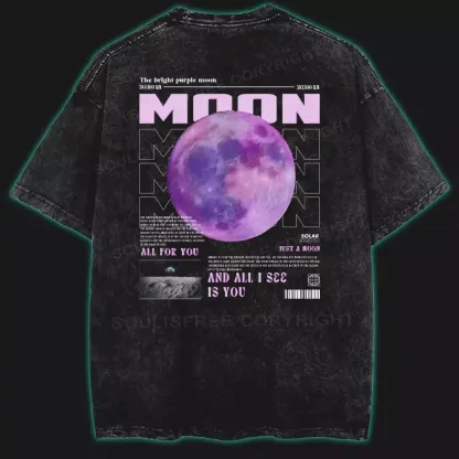 The Bright Purple Moon Washed Space T-shirt