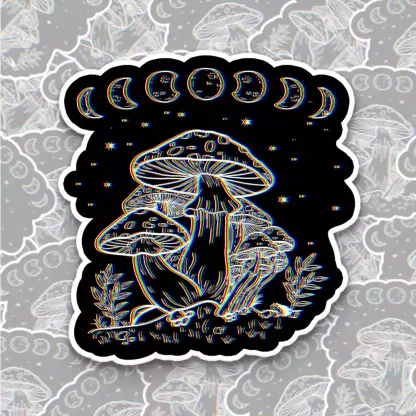 Lunar Phase Mushroom Hologram 1PCS Stickers