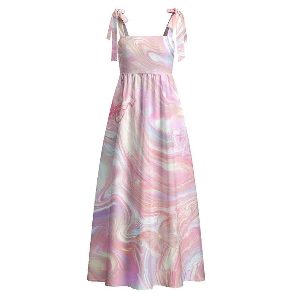 Soulisfree Marble Wings Slip Maxi Dress – Bow Strap