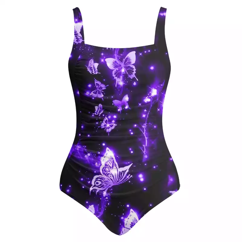Soulisfree Neon Butterfly One‑Piece Swimsuit