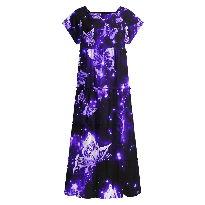 Soulisfree Neon Butterfly Square Neck Maxi Dress