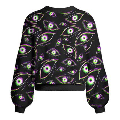 Soulisfree Glitch Vision Women's Fuzzy Cardigan Sweater