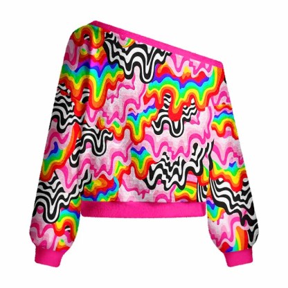 Soulisfree Psychedelic Wave Women's Fuzzy Crewneck Sweater