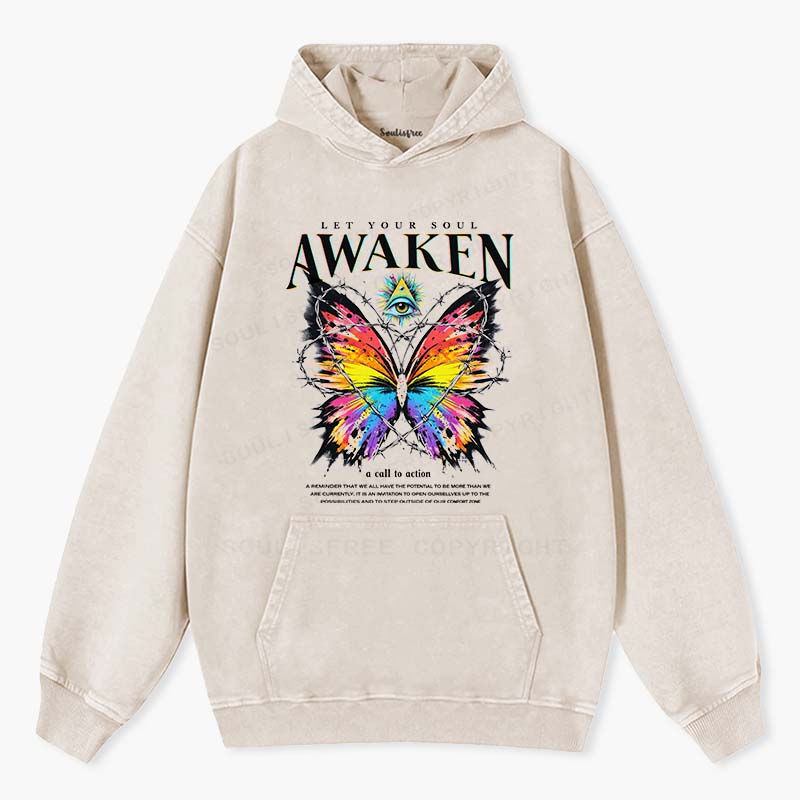Soulisfree Awaken Your Soul Butterfly  Washed Hoodie