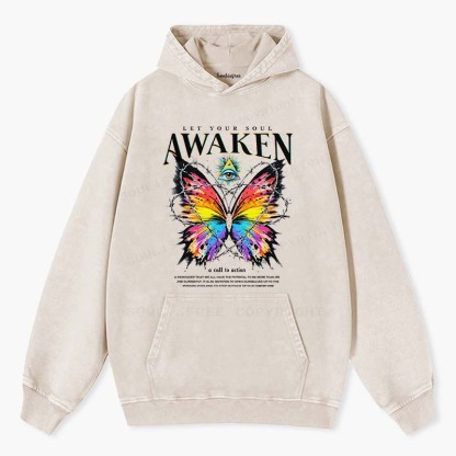 Soulisfree Awaken Your Soul Butterfly  Washed Hoodie