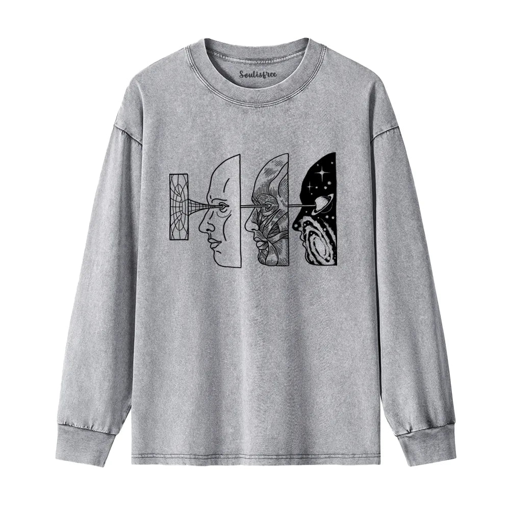 Designed Artistic Washed Long Sleeve Shirts Sale – soulisfree