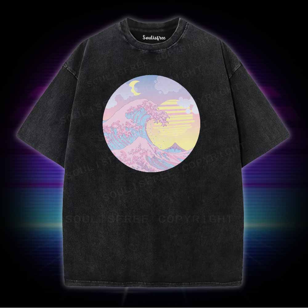 Soulisfree  The Great Wave Washed Tee