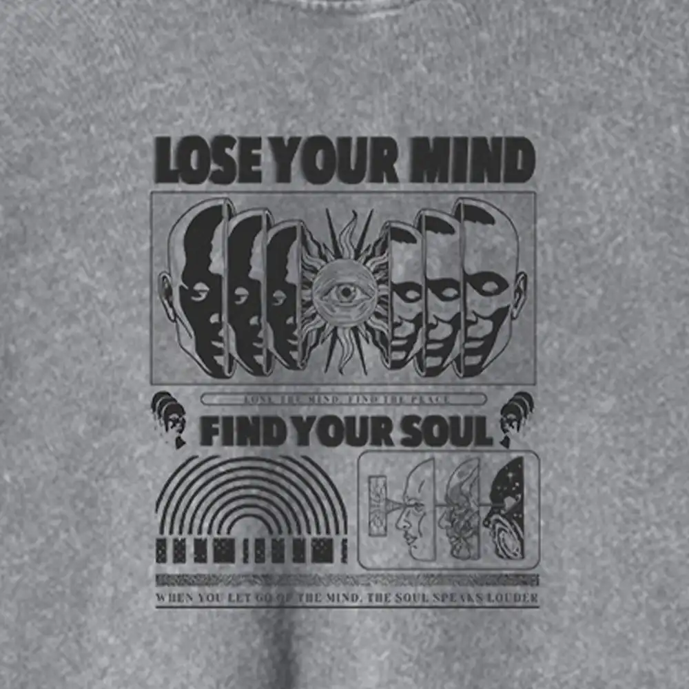 Lose Mind, Find Soul Washed Space T-shirt Washed Cropped Sweatshirt