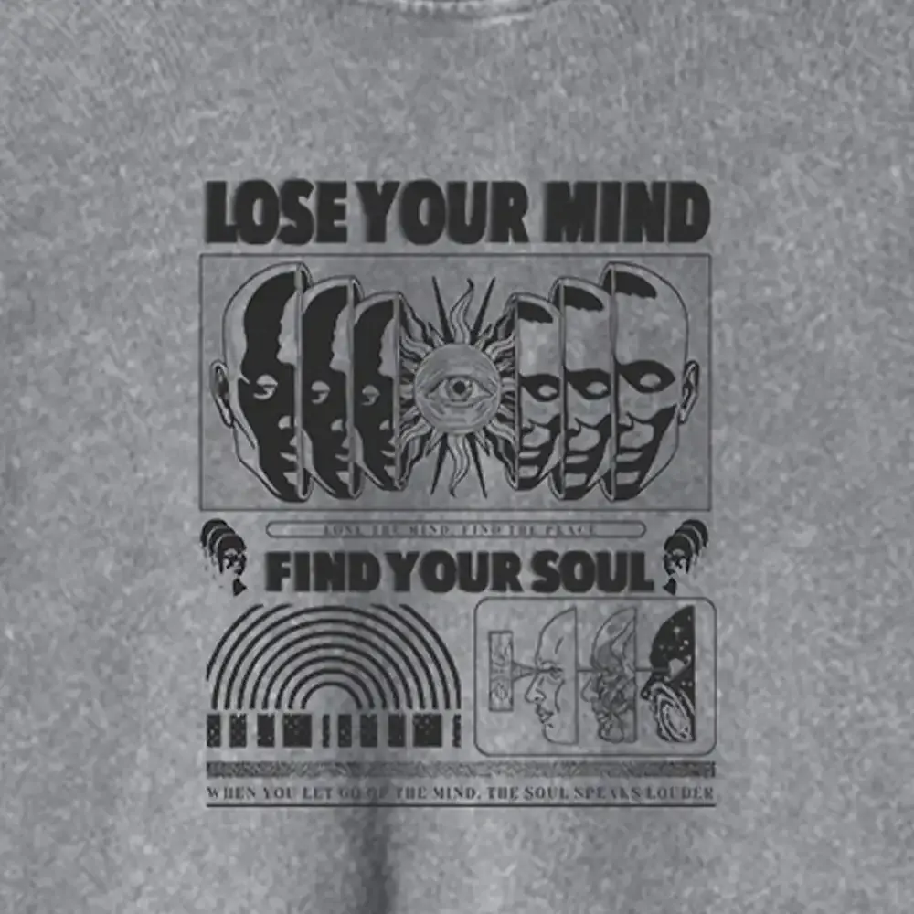 Lose Mind, Find Soul Washed Space T-shirt Washed Cropped Sweatshirt