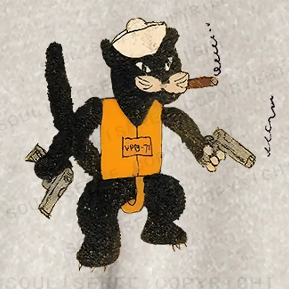 Black Cat Patrol Squadron Washed Cropped Sweatshirt