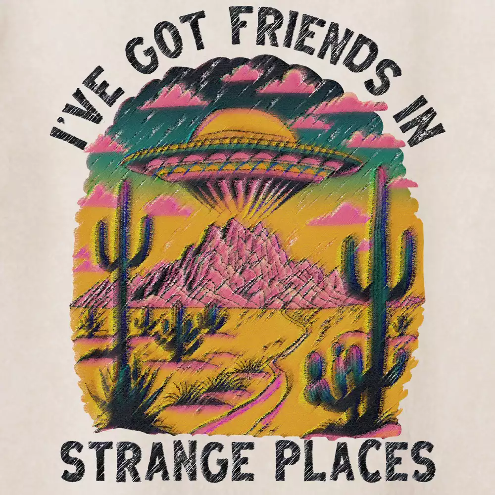I've Got Friend In Strange Places Washed UFO T-shirt