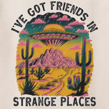 I've Got Friend In Strange Places Washed UFO T-shirt