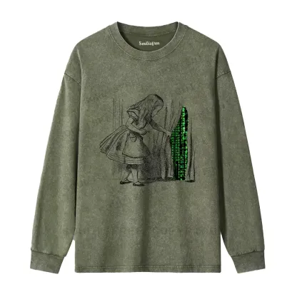 Wandering Into The Digital World Washed Long Sleeve Shirt