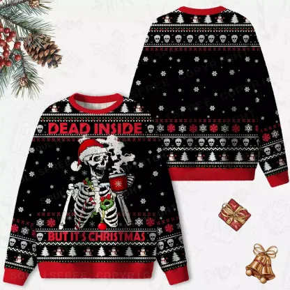 Dead Inside But It's Christmas Ugly Christmas Knit Sweatshirt