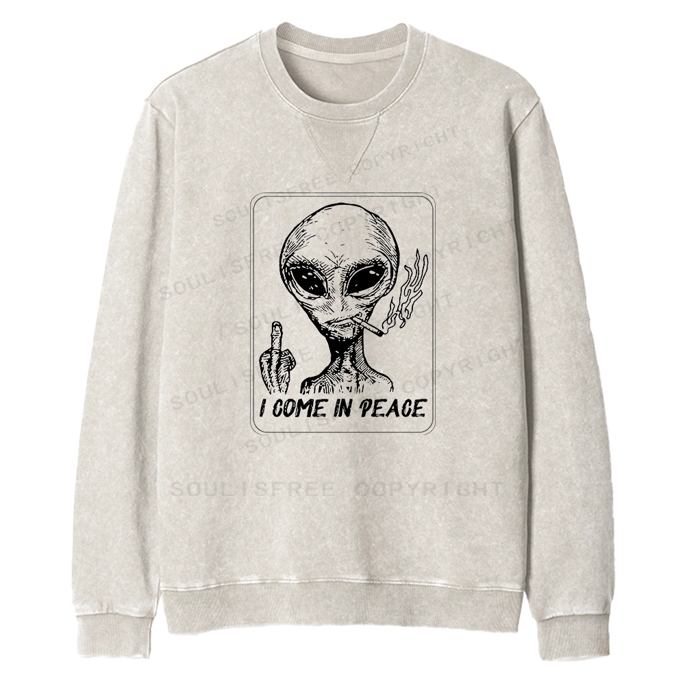 I Come In Peace Fit Washed Sweatshirt