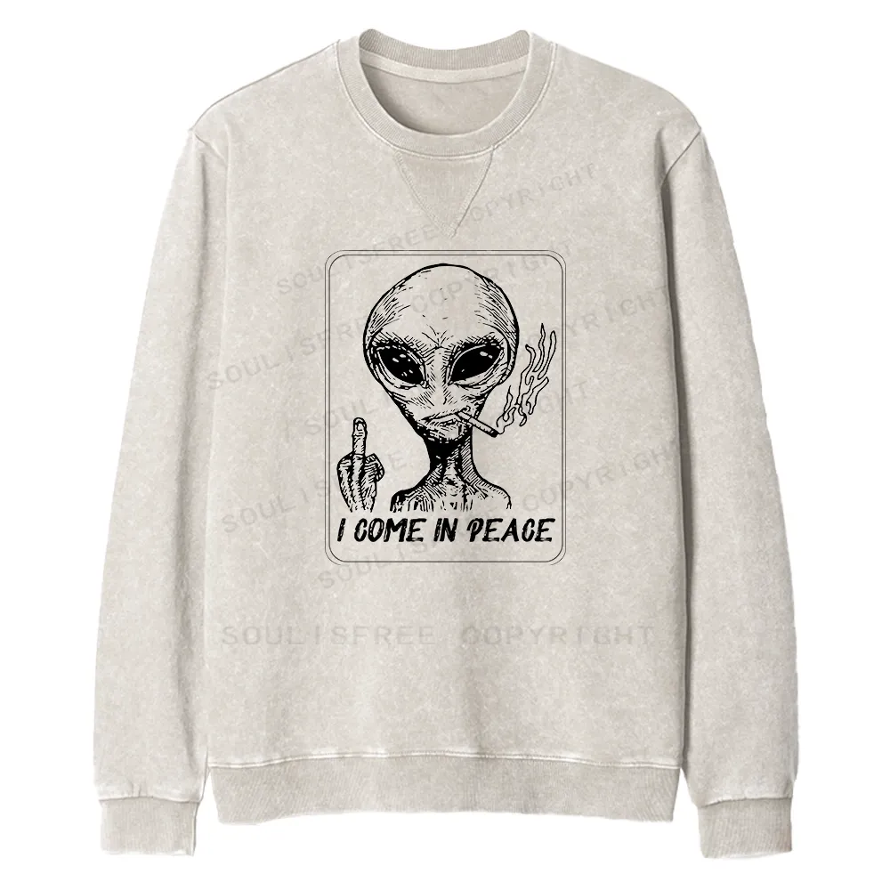 I Come In Peace Fit Washed Sweatshirt