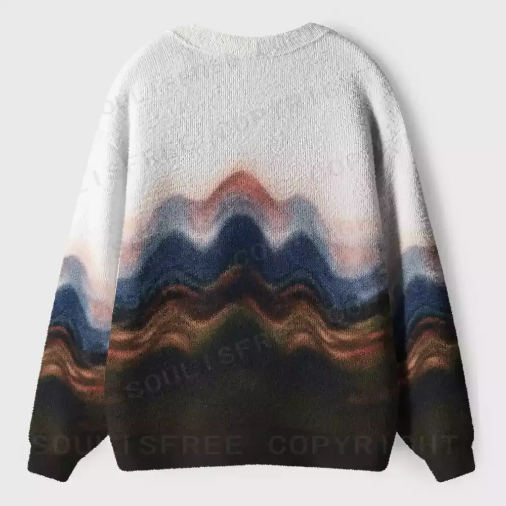 Gradient Layered Peaks Ugly Cardigan Sweaters