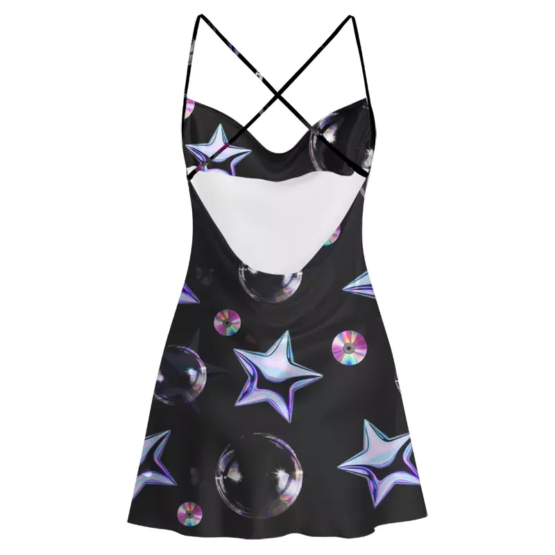 Soulisfree Galactic Shine Satin Mini Dress