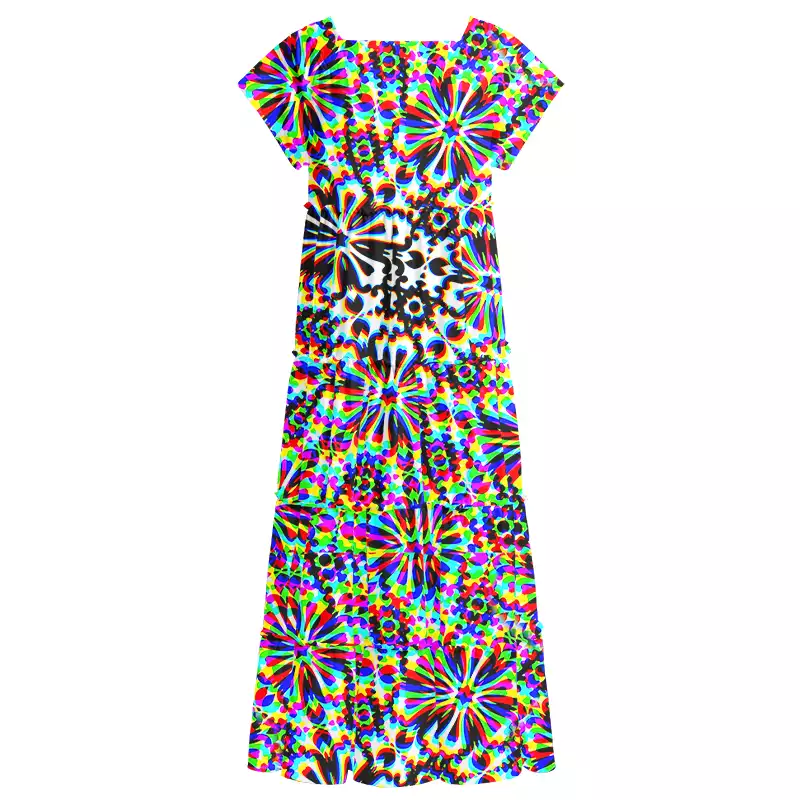 Soulisfree Chaos Flower Square Neck Maxi Dress