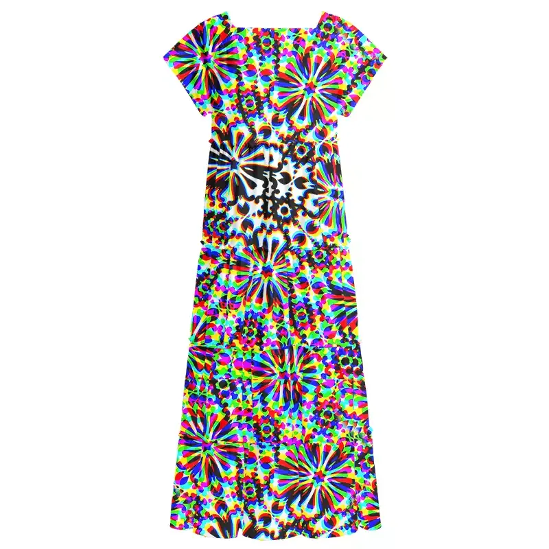 Soulisfree Chaos Flower Square Neck Maxi Dress