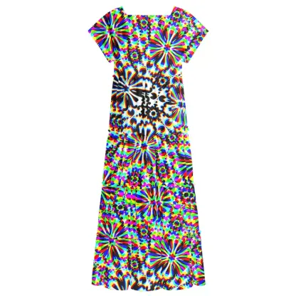 Soulisfree Chaos Flower Square Neck Maxi Dress