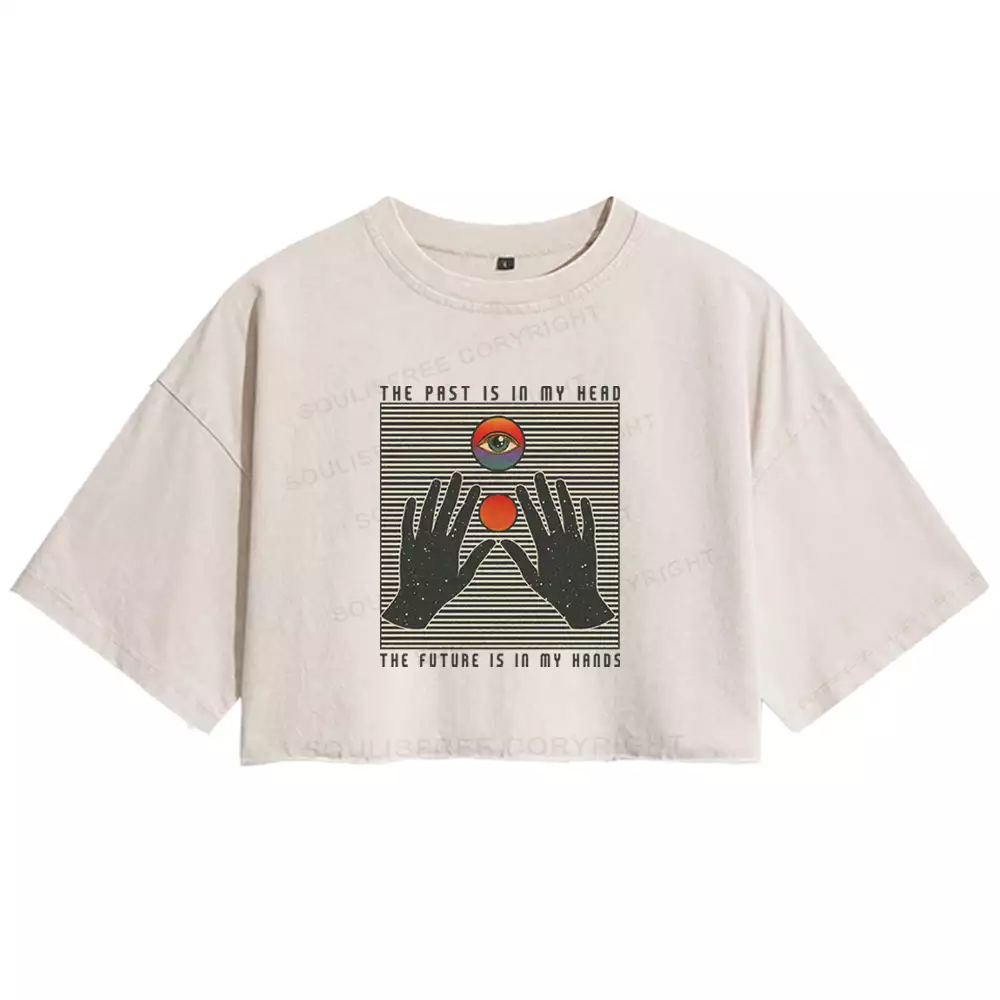 THE PAST IS IN MY HEAD, THE FUTURE IS IN MY HANDS Washed Crop T-shirt