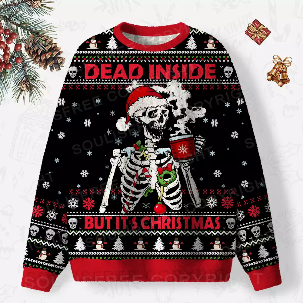 Dead Inside But It's Christmas Ugly Christmas Knit Sweatshirt